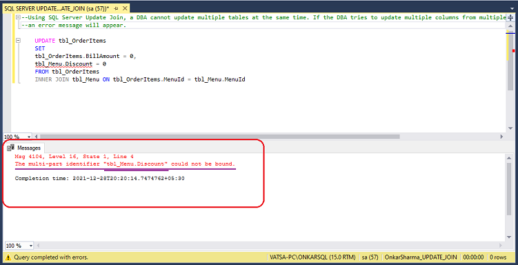 SQL Server UPDATE JOIN